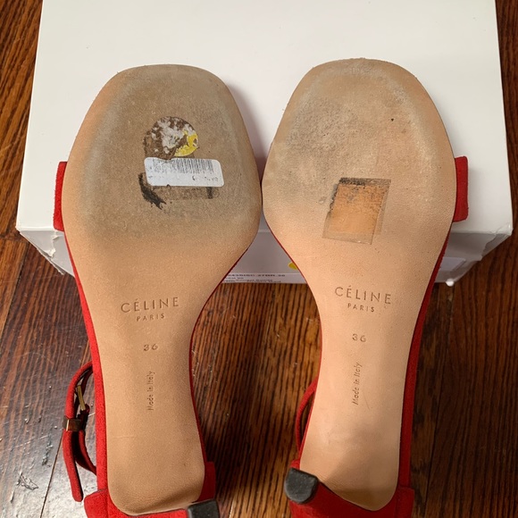 Celine Iconic Sandals in Red Suede - Picture 5 of 5